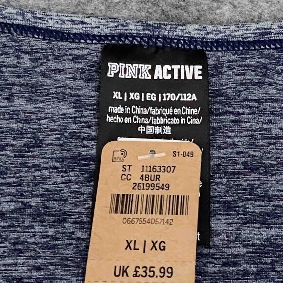 PINK Victoria’s Secret Active Long Sleeve Heather Blue Crop Top Size XL - Picture 5 of 7